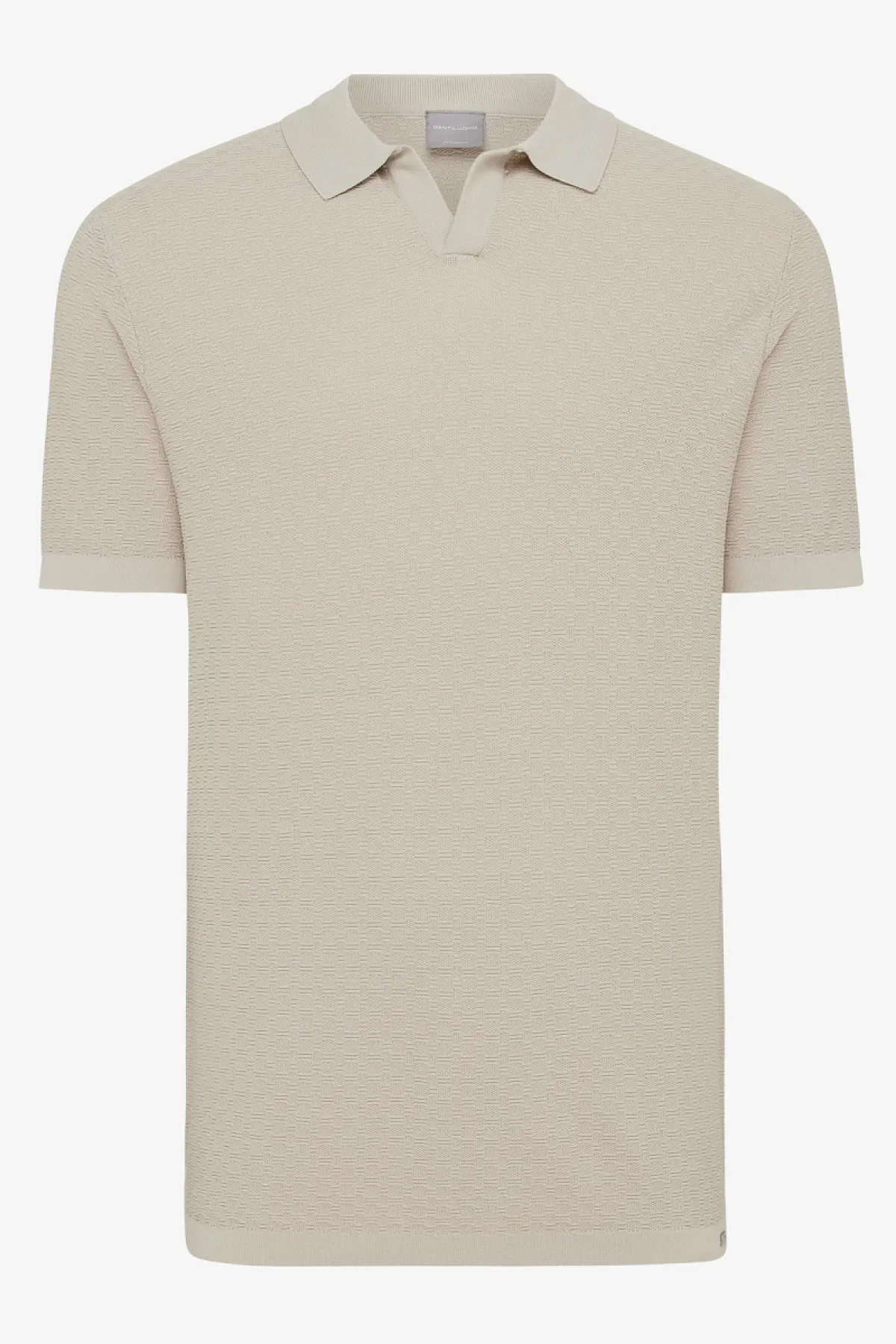 No button polo structuur | Beige