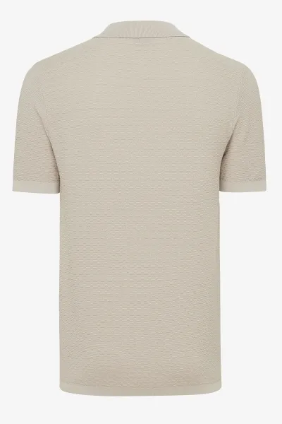 No button polo structuur | Beige