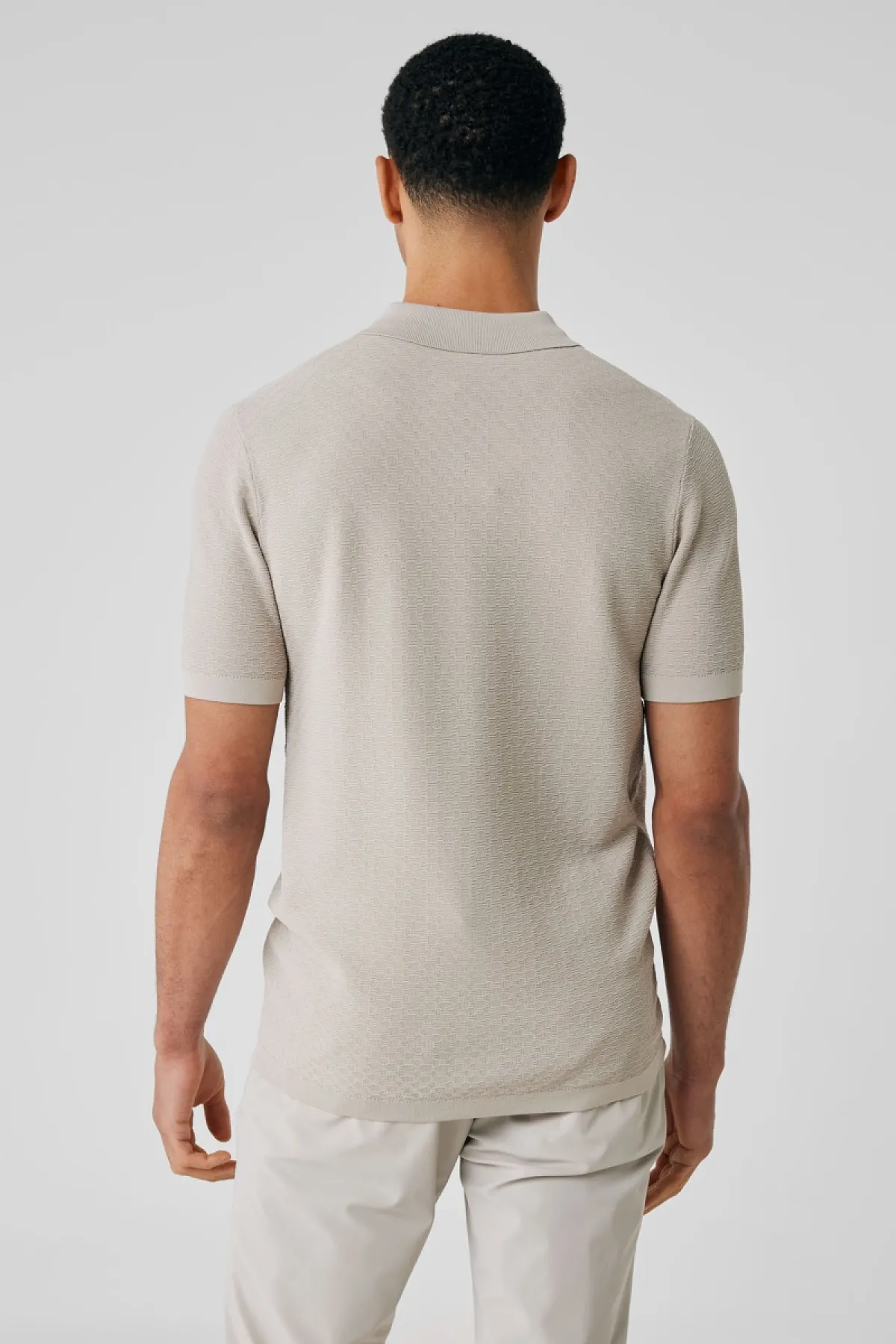 No button polo structuur | Beige
