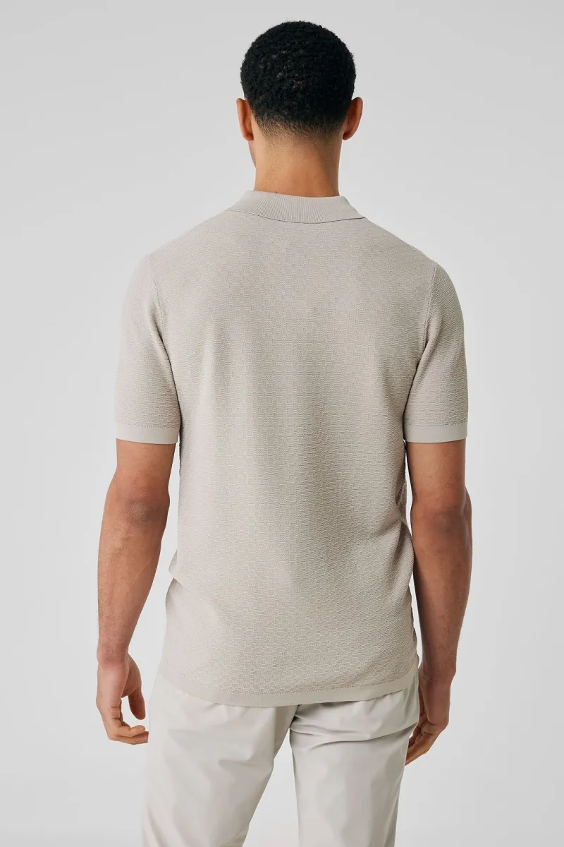 No button polo structuur | Beige