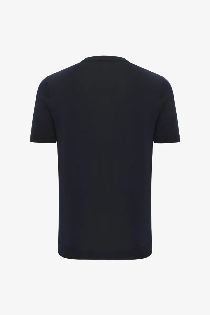 Gebreid T-shirt | Donkerblauw