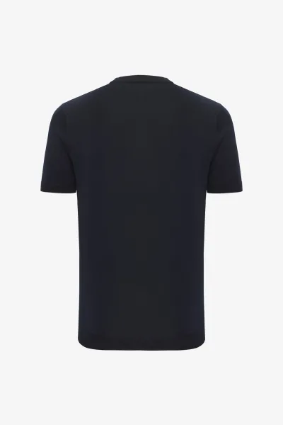 Gebreid T-shirt | Donkerblauw