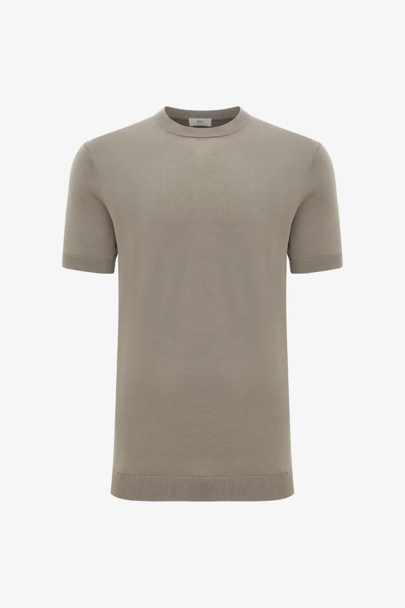 Gebreid T-shirt | Bruin