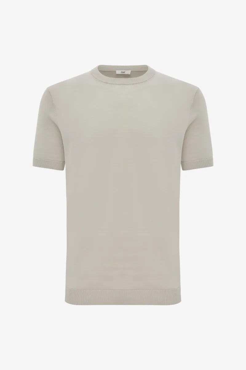 Gebreid T-shirt | Beige