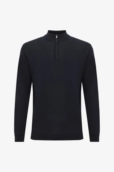 Merino Turtle Zip | Donkerblauw