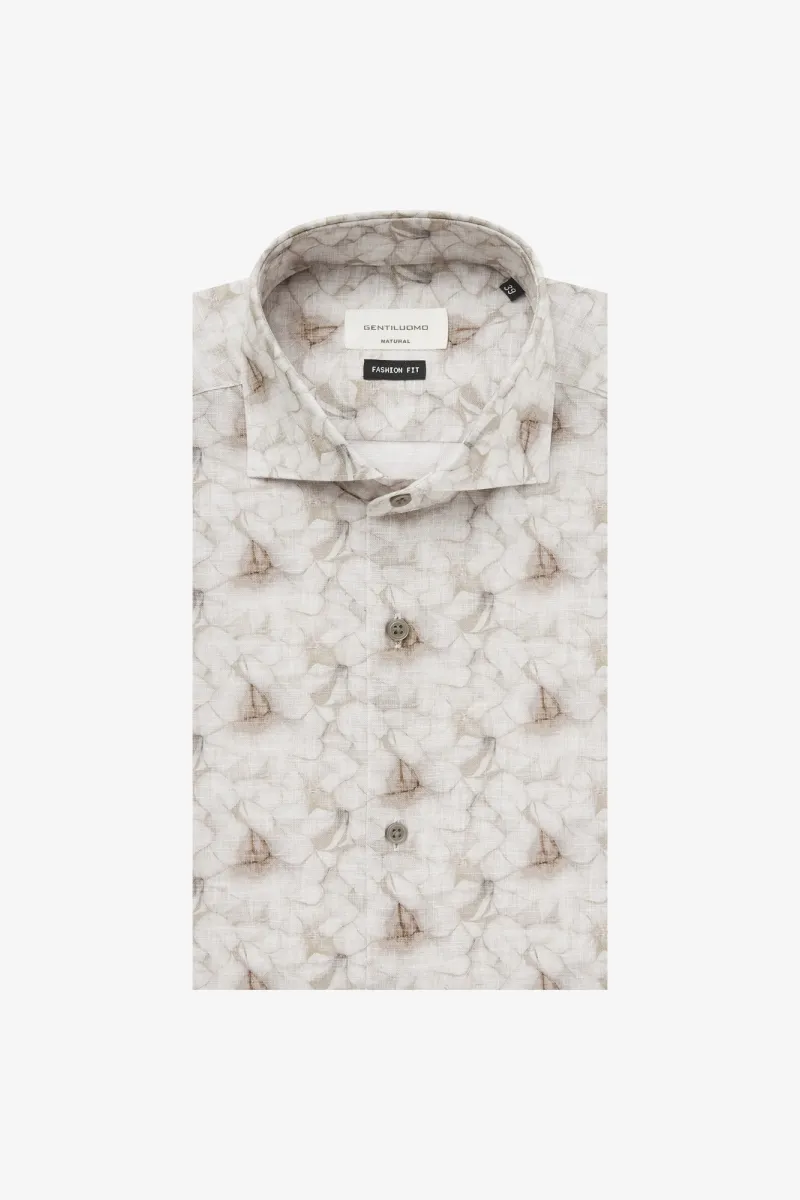 Print Overhemd | Beige