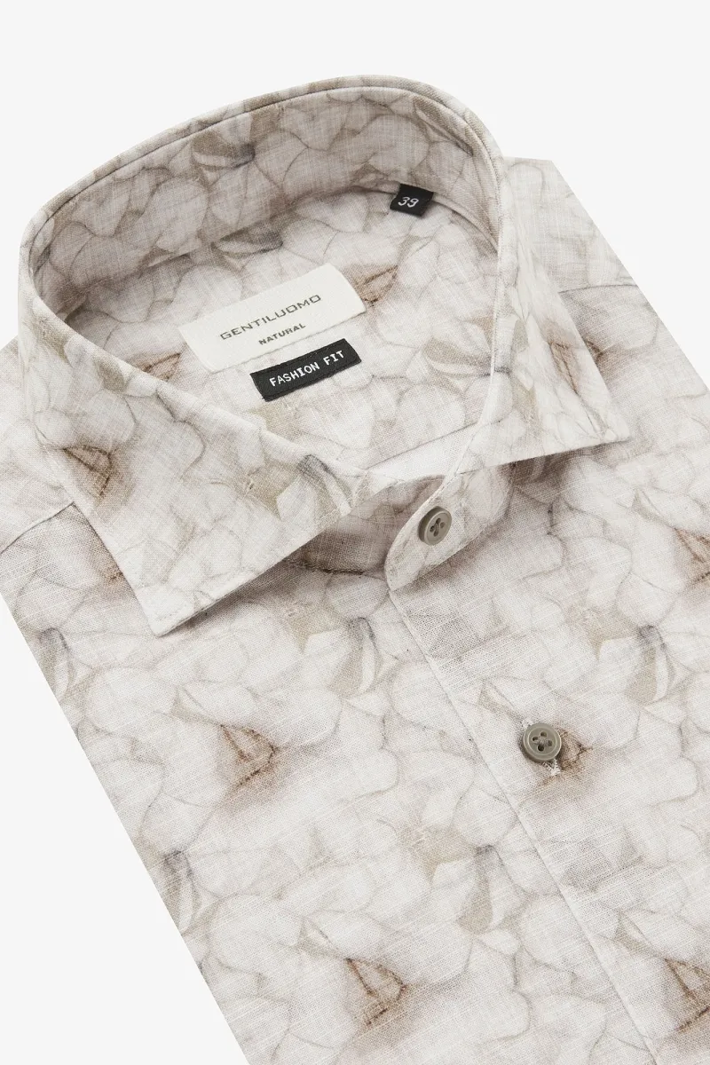 Print Overhemd | Beige