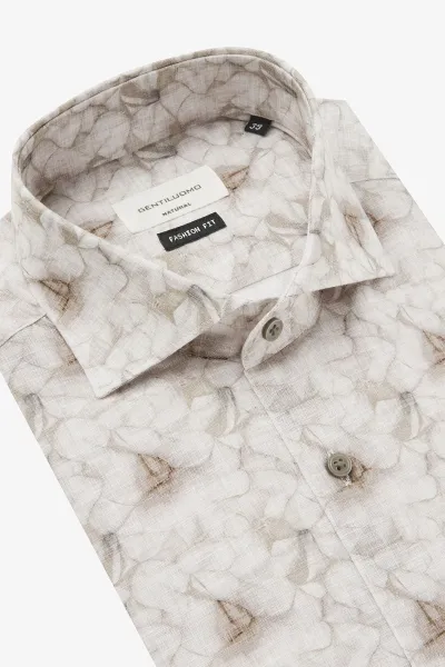 Print Overhemd | Beige