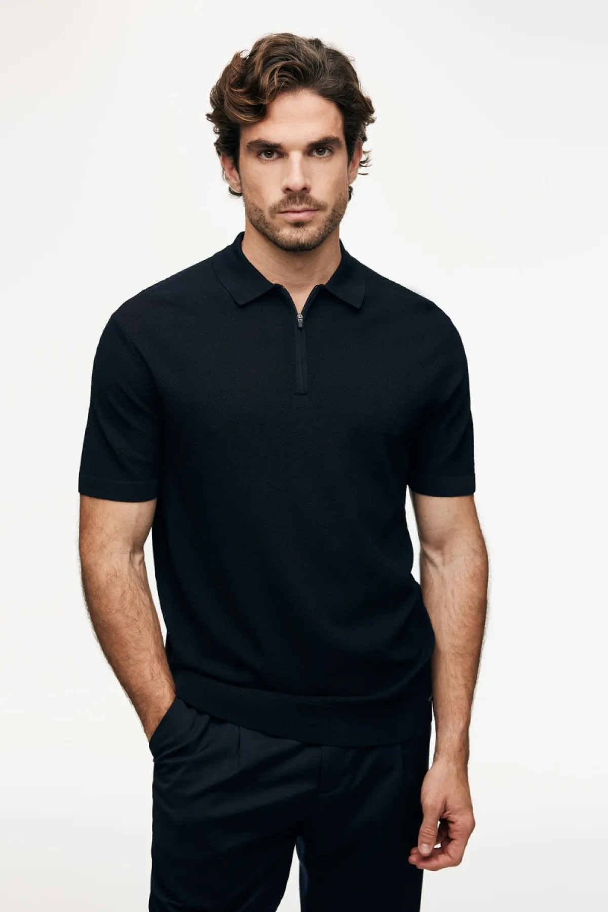 Polo Zip | Donkerblauw