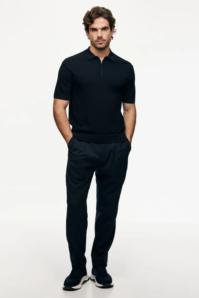 Polo Zip | Donkerblauw