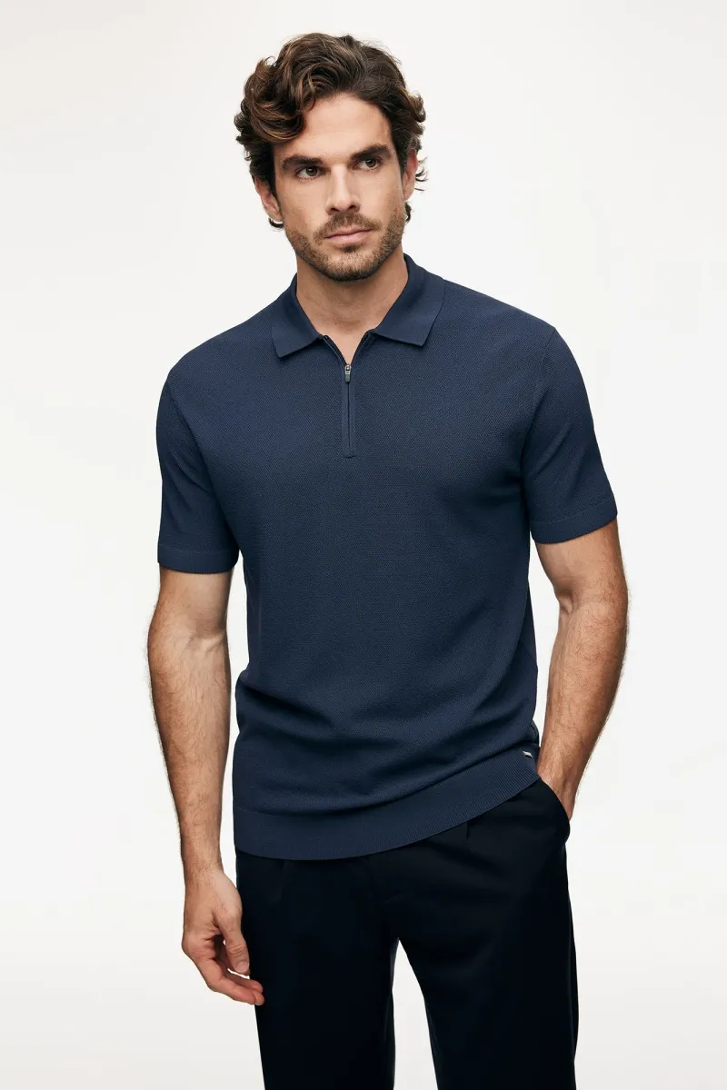 Polo Zip | Blauw