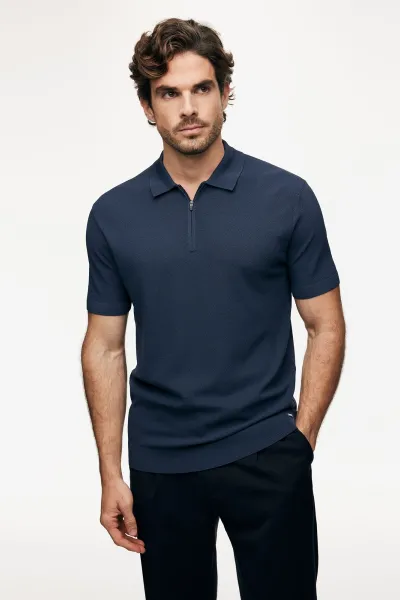 Polo Zip | Blauw