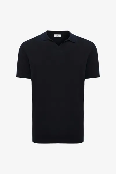 Polo zonder knopen | Donkerblauw