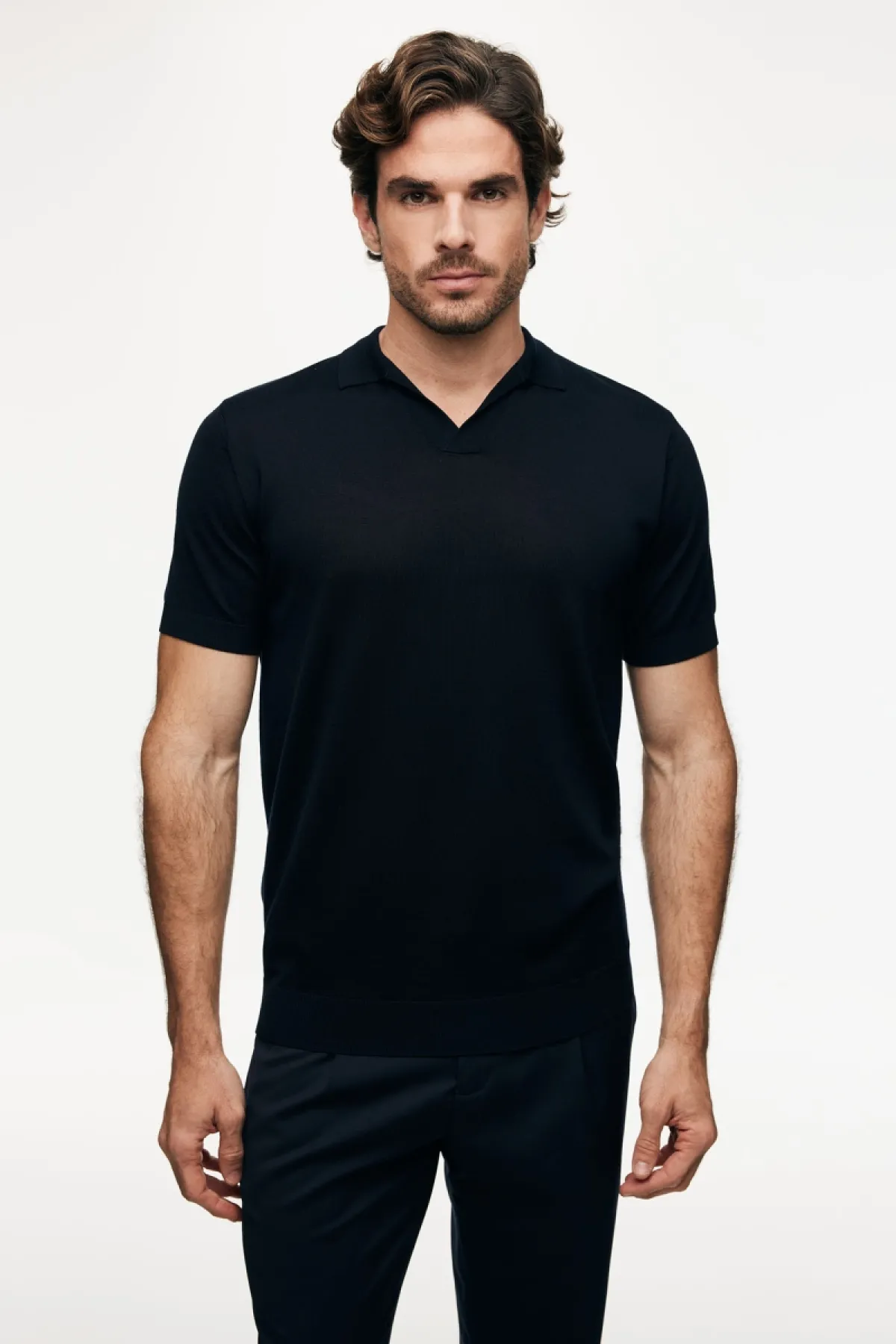 Polo zonder knopen | Donkerblauw