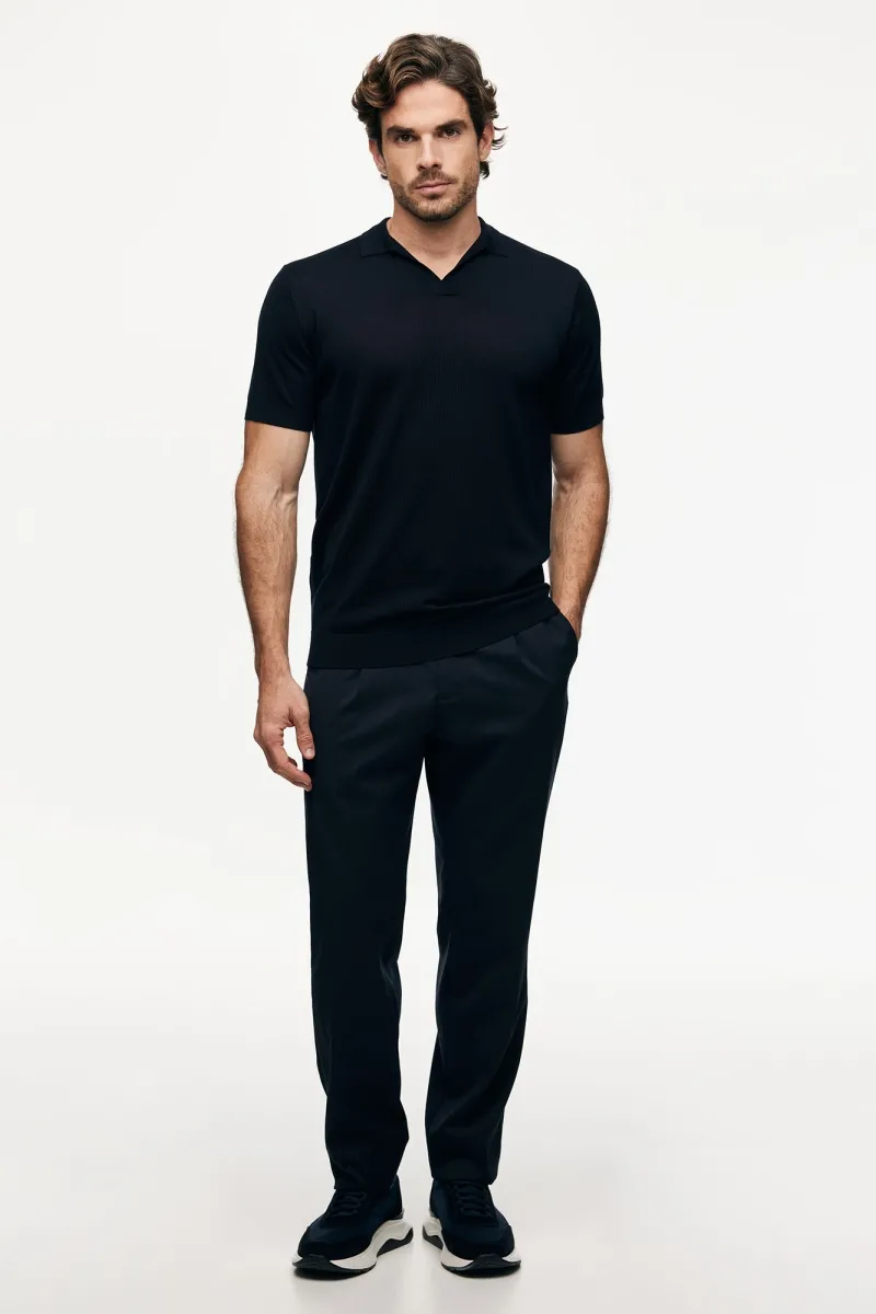 Polo zonder knopen | Donkerblauw