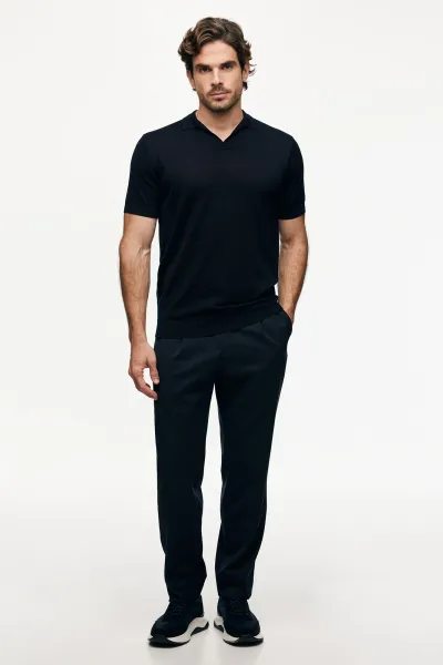 Polo zonder knopen | Donkerblauw