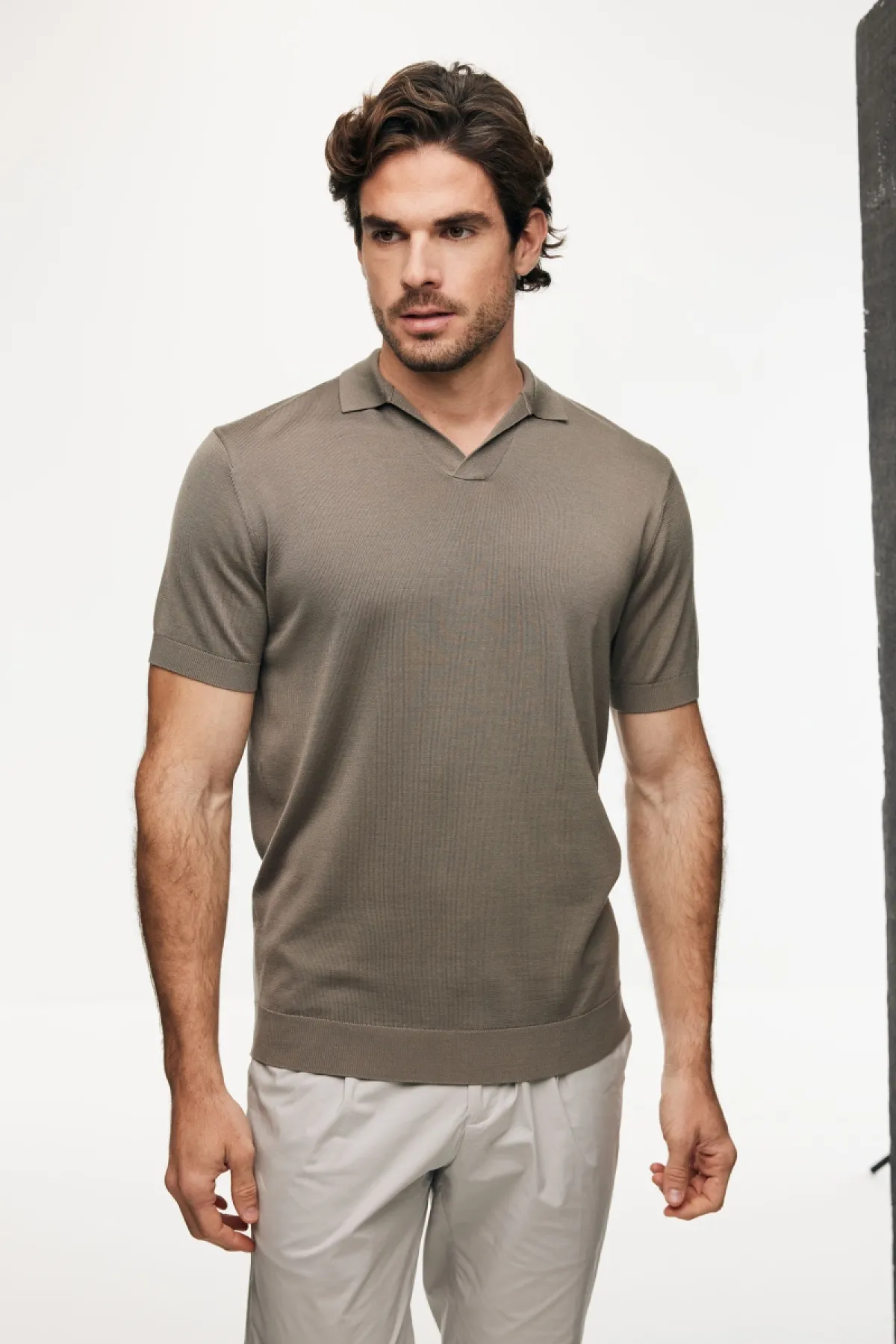 Polo zonder knopen | Donkerbruin