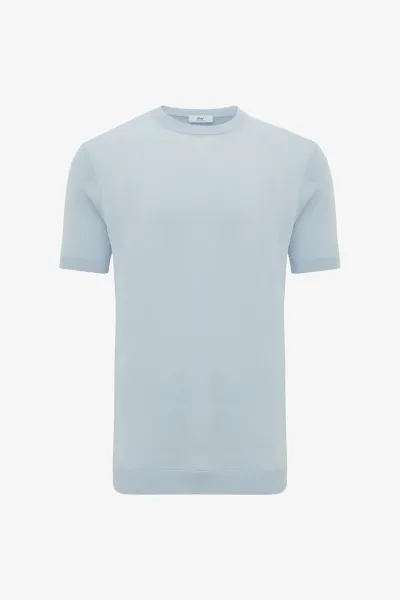 Gebreid T-shirt | Lichtblauw