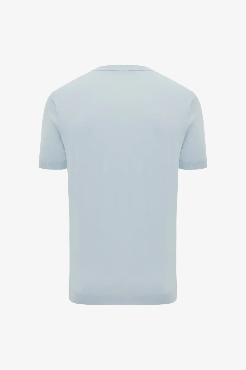 Gebreid T-shirt | Lichtblauw