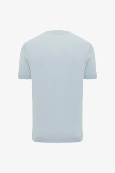 Gebreid T-shirt | Lichtblauw