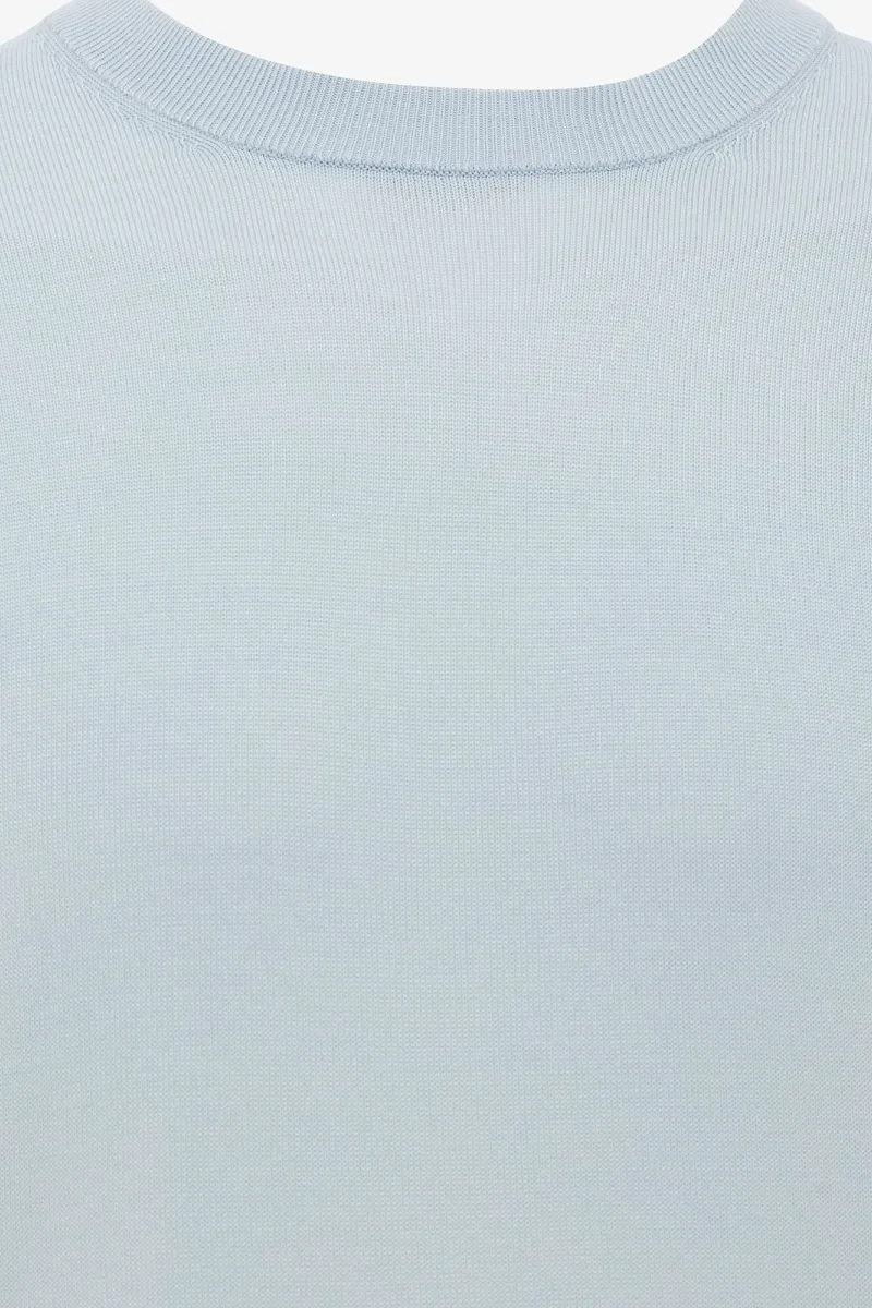 Gebreid T-shirt | Lichtblauw