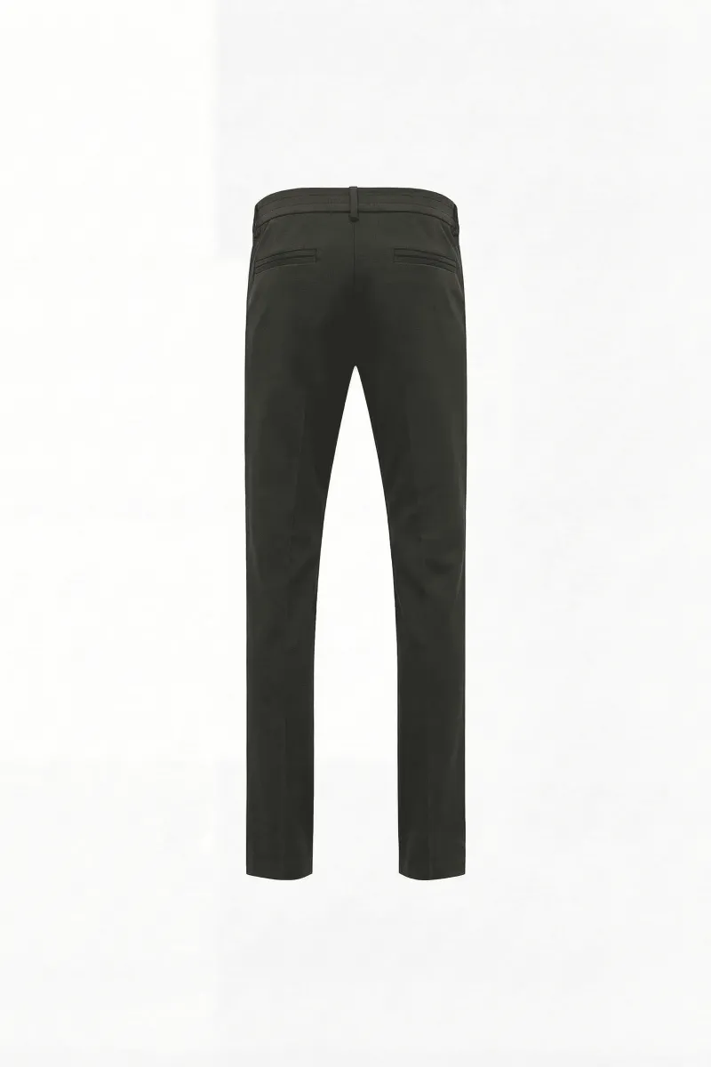 Cotton Blend Trousers | Donkergroen