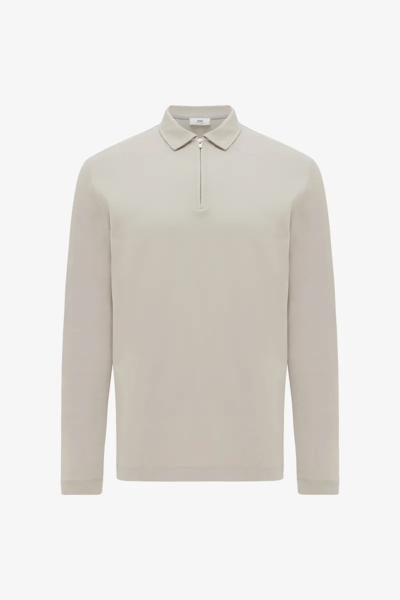 Half Zip Longsleeve Polo | Beige