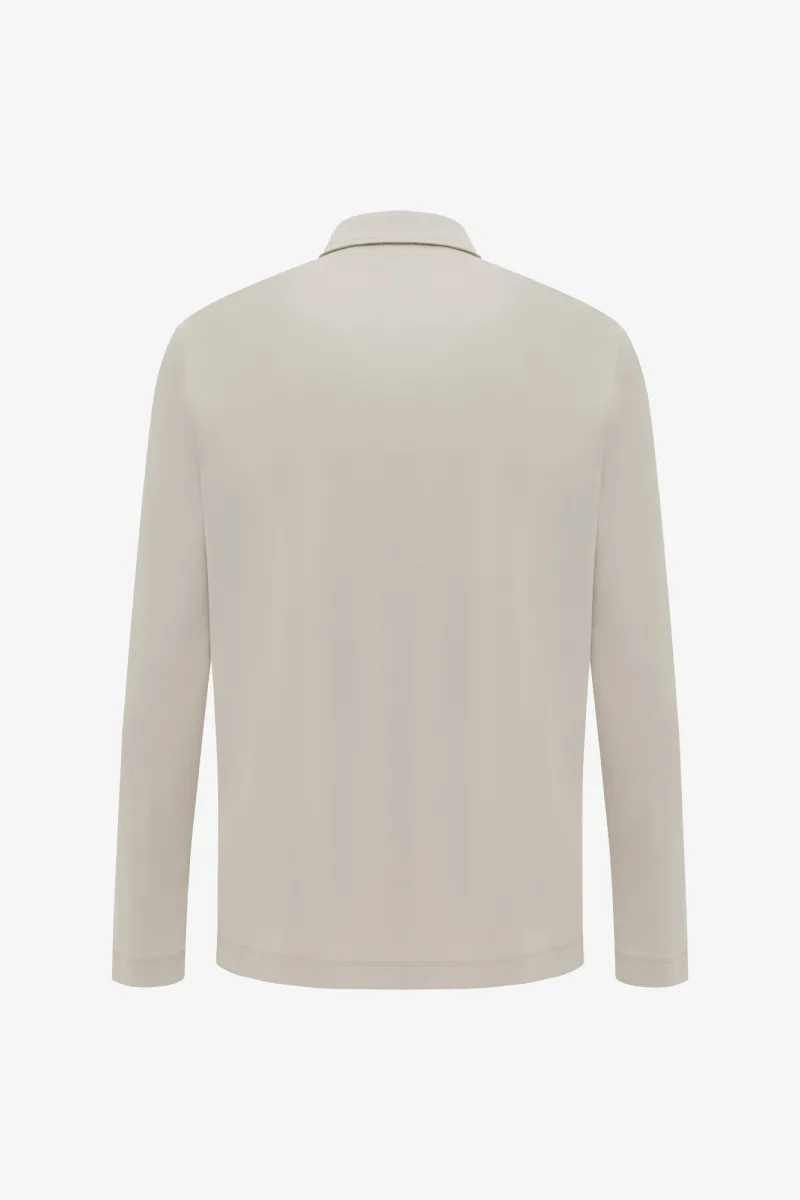 Half Zip Longsleeve Polo | Beige