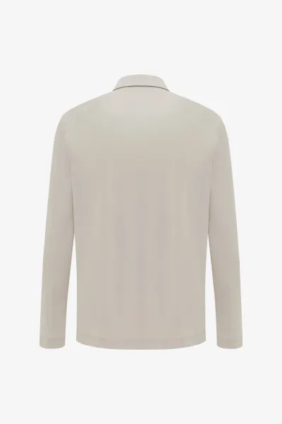 Half Zip Longsleeve Polo | Beige