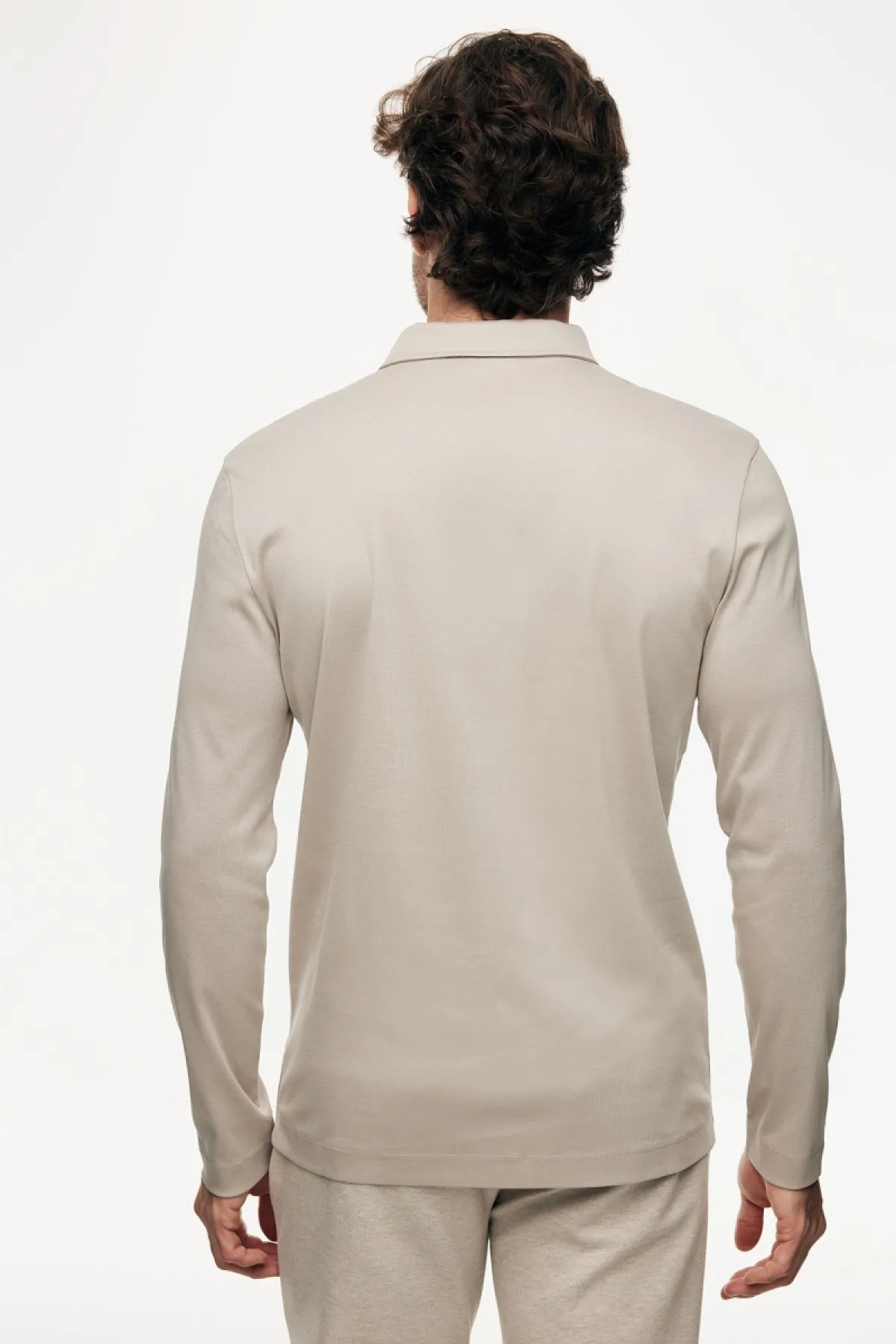Half Zip Longsleeve Polo | Beige