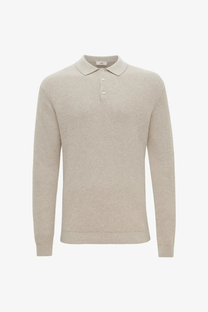 Knitted Longsleeve Polo | Beige