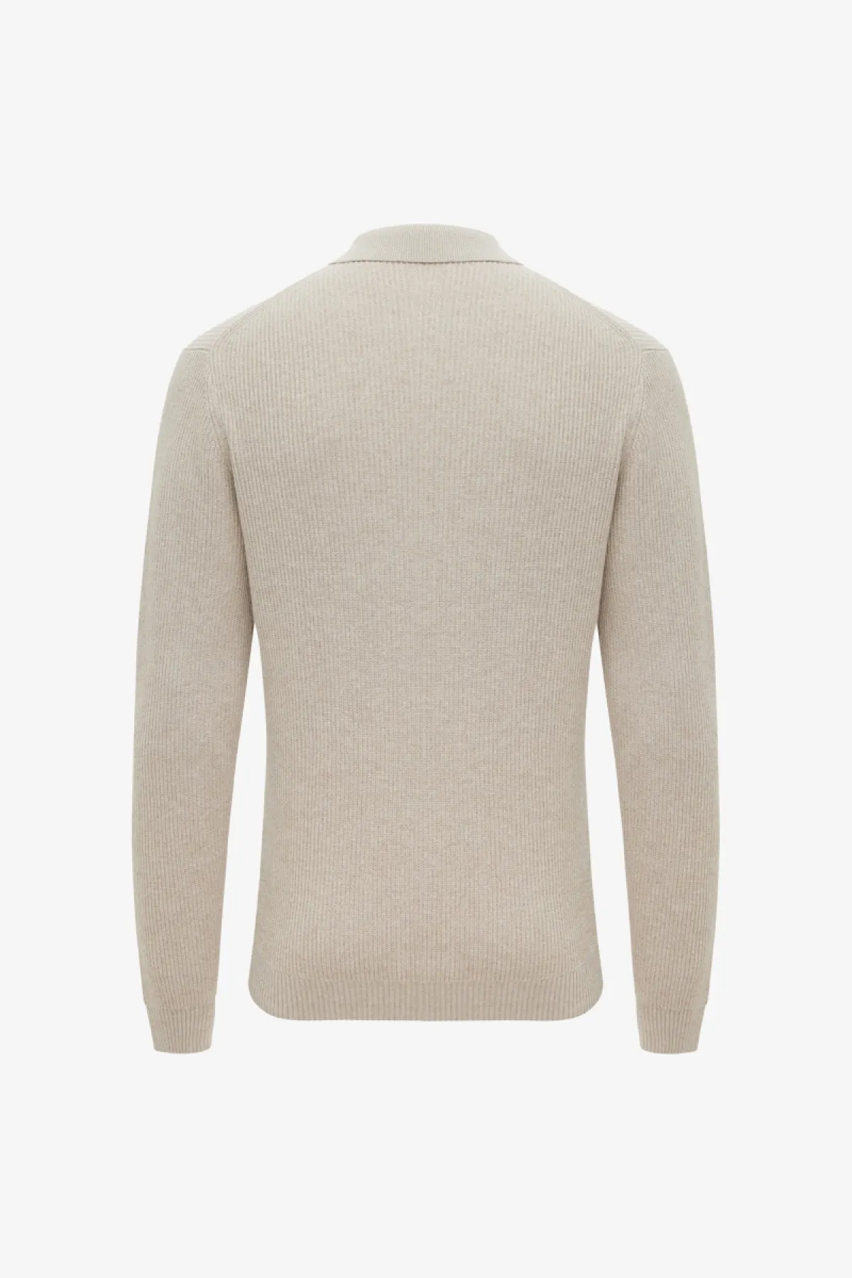 Knitted Longsleeve Polo | Beige