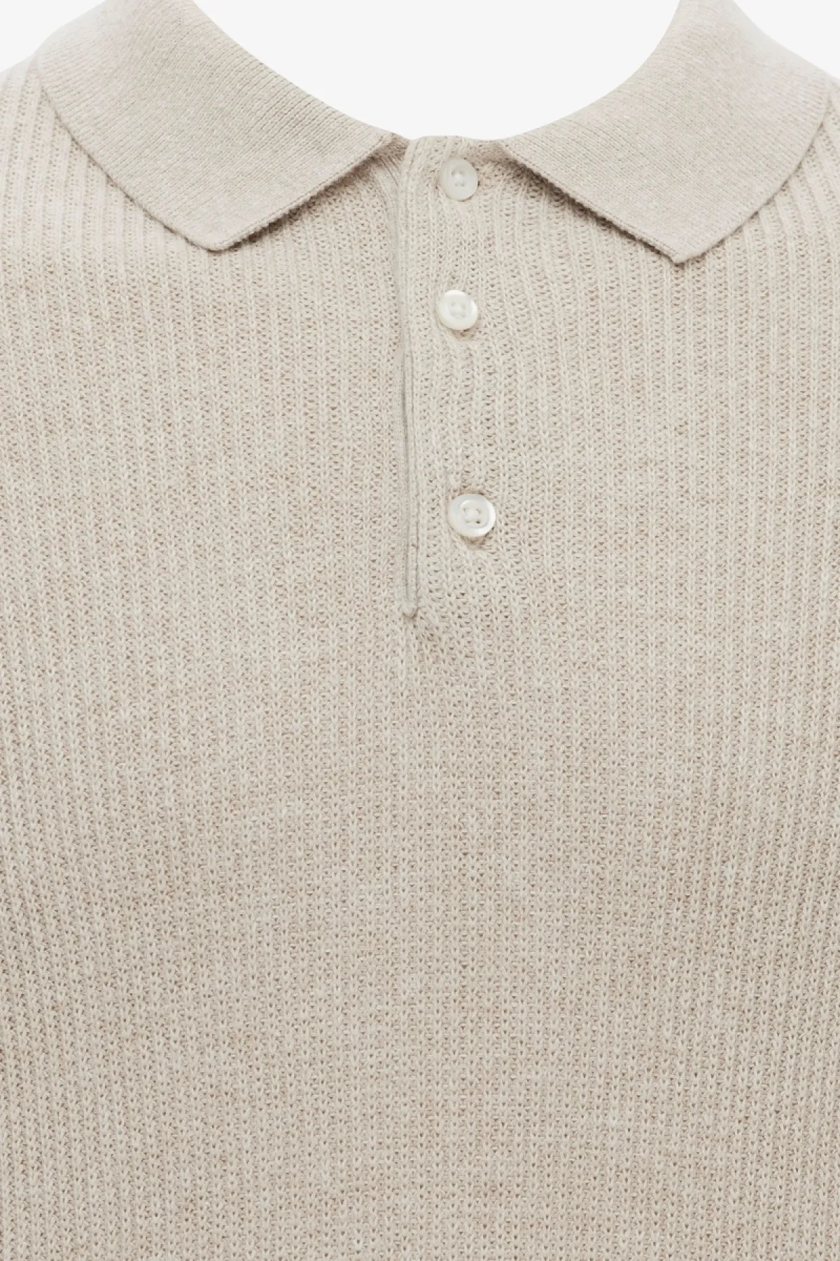 Knitted Longsleeve Polo | Beige
