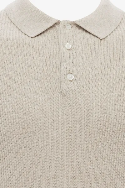 Knitted Longsleeve Polo | Beige