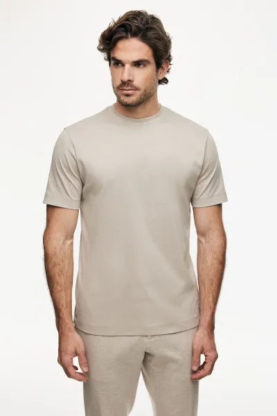 Mercerised T-shirt | Beige