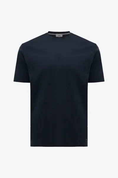Mercerised T-shirt | Donkerblauw
