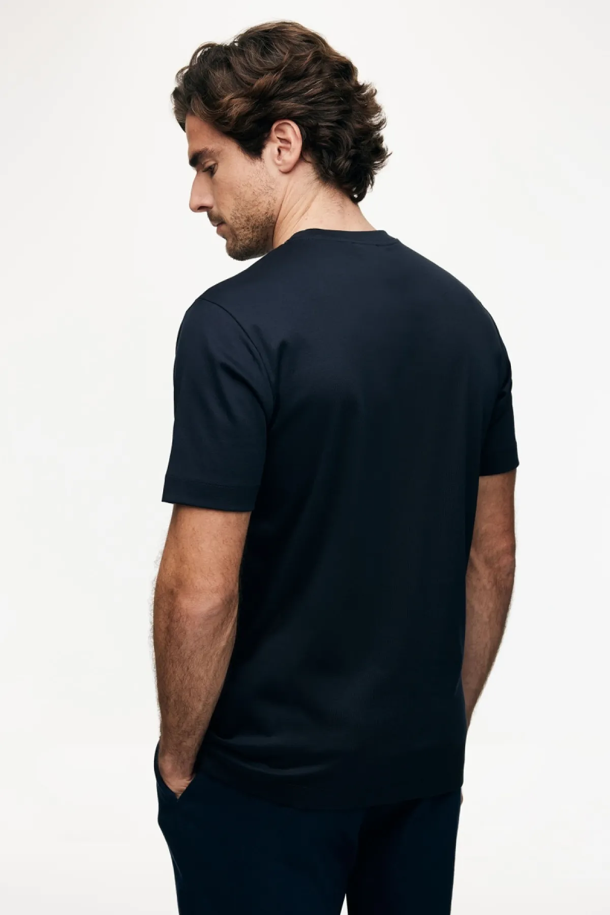 Mercerised T-shirt | Donkerblauw