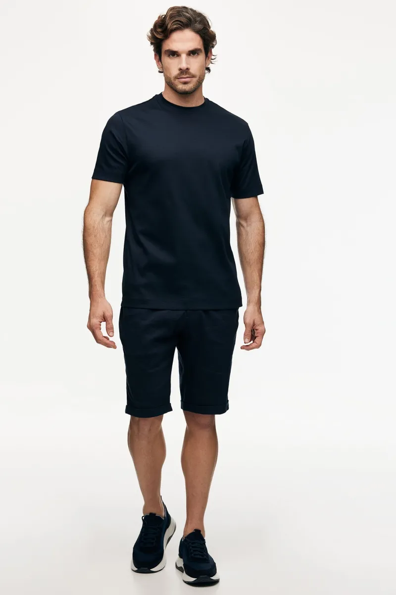 Mercerised T-shirt | Donkerblauw