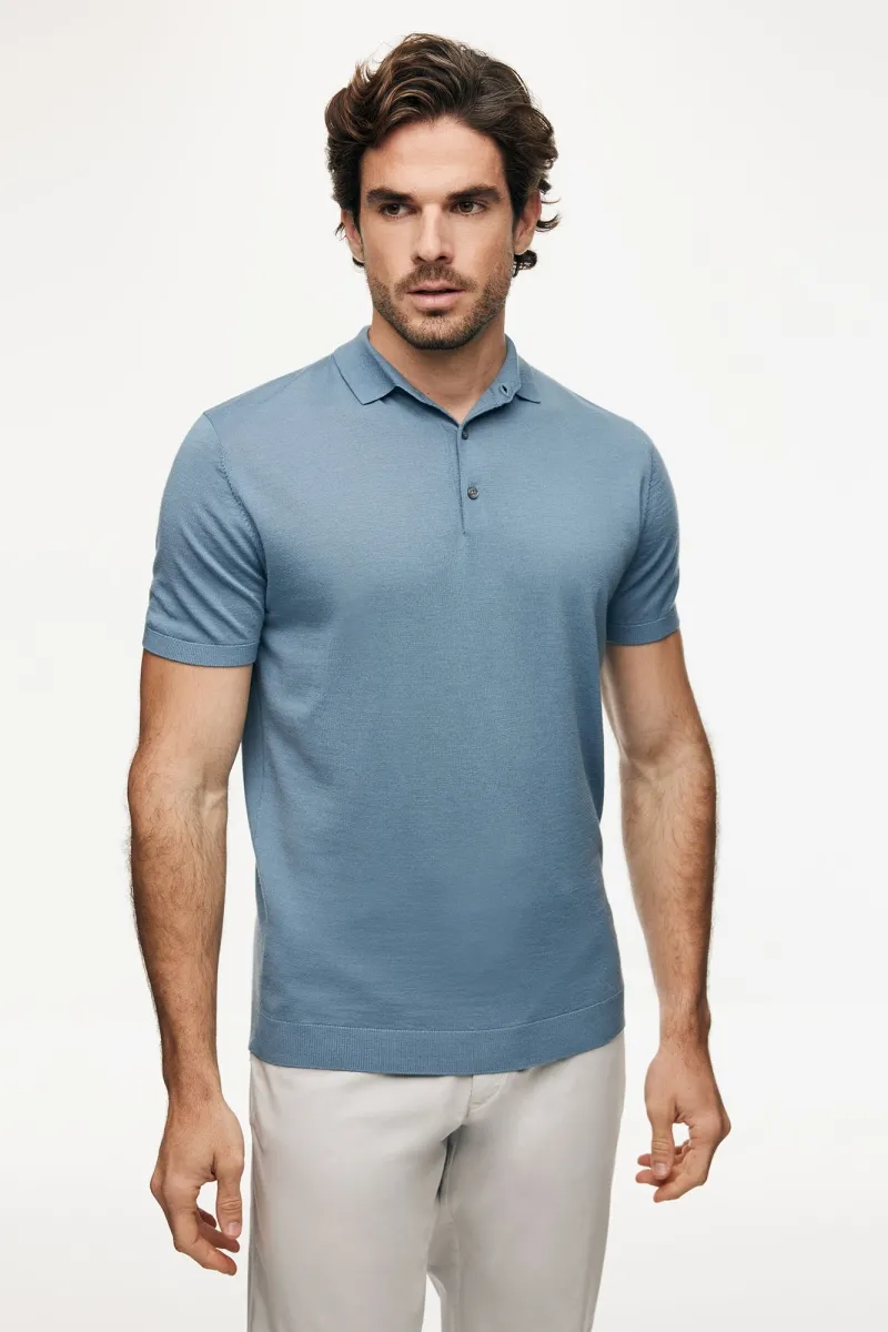 Button Polo | Blauw
