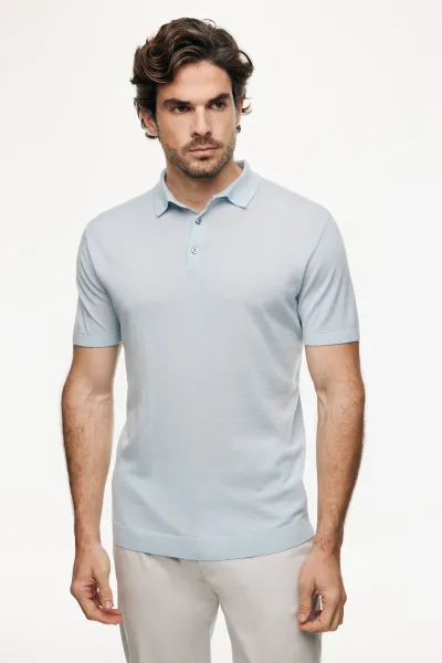 Button Polo | Lichtblauw