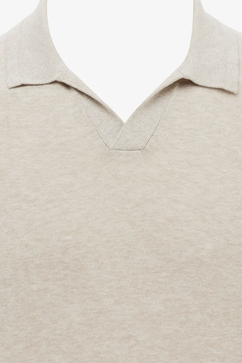 No Button Polo | Beige