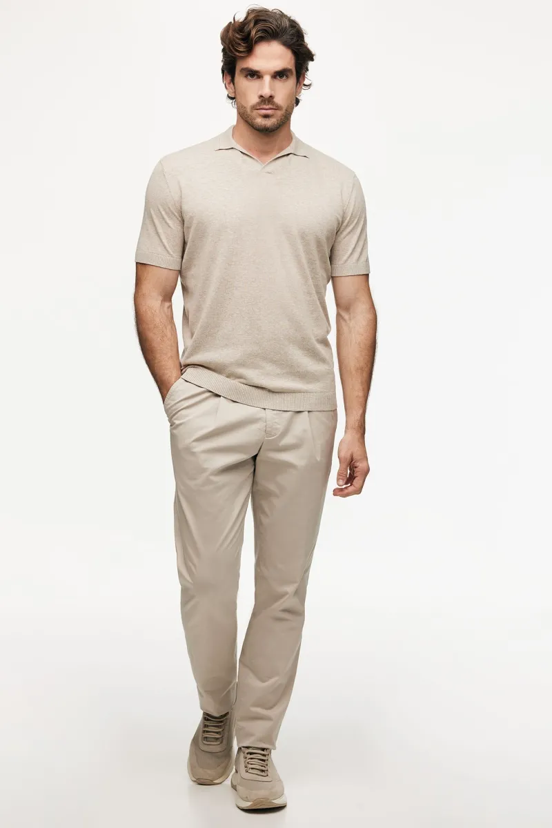 No Button Polo | Beige