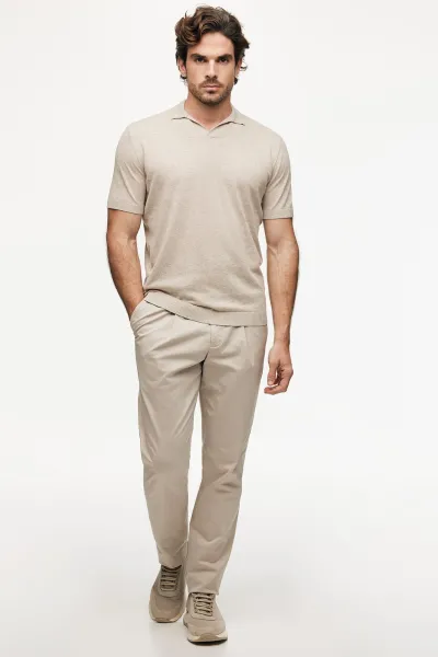 No Button Polo | Beige