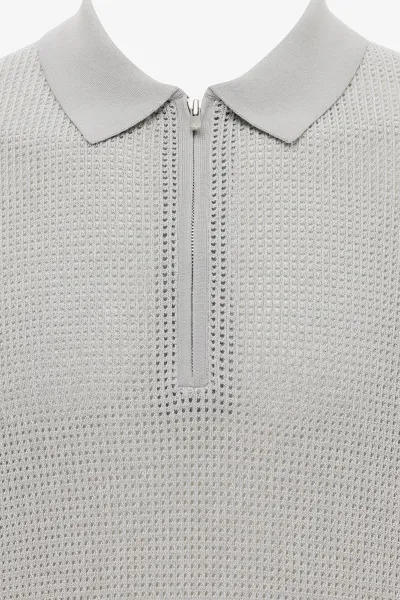 Crochet Polo | Lichtgrijs