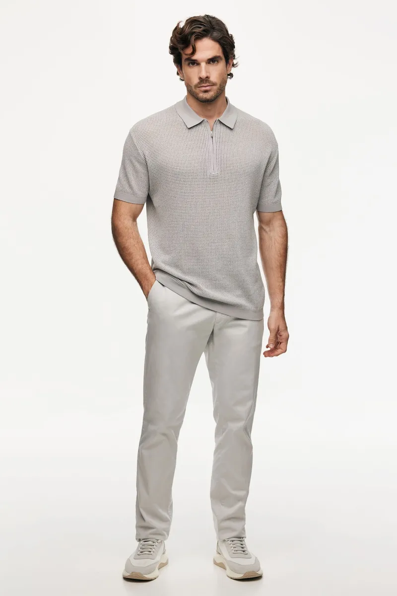 Crochet Polo | Lichtgrijs