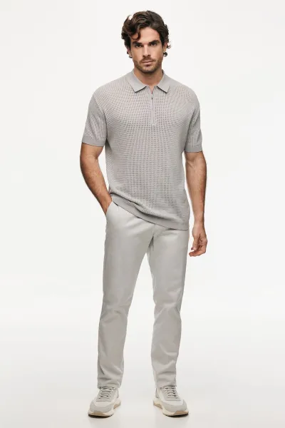 Crochet Polo | Lichtgrijs