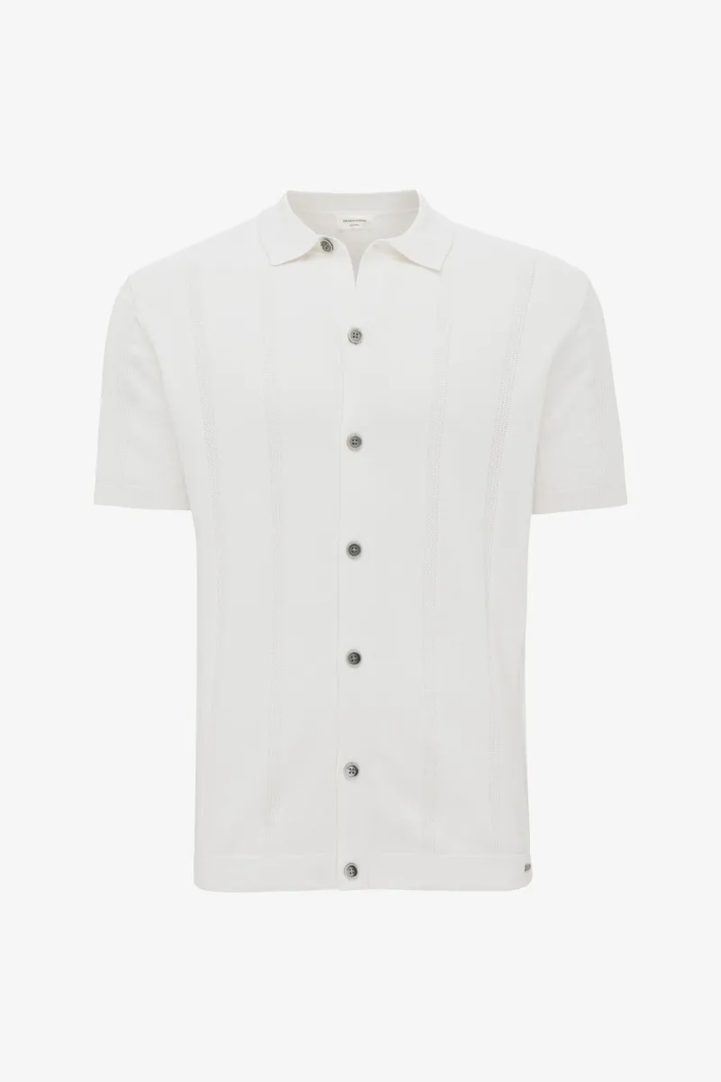 Gebreide Button Polo | Off-white