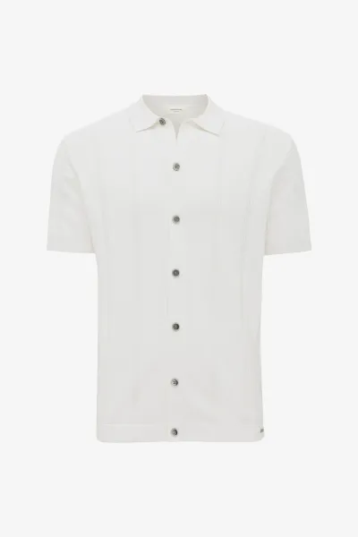 Gebreide Button Polo | Off-white