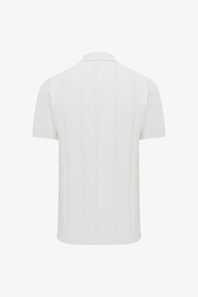 Gebreide Button Polo | Off-white