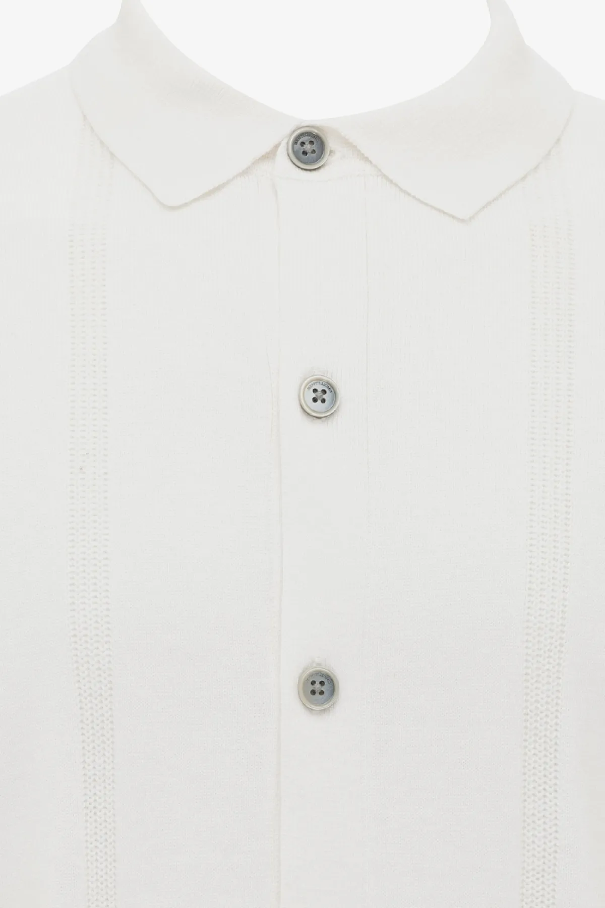 Gebreide Button Polo | Off-white